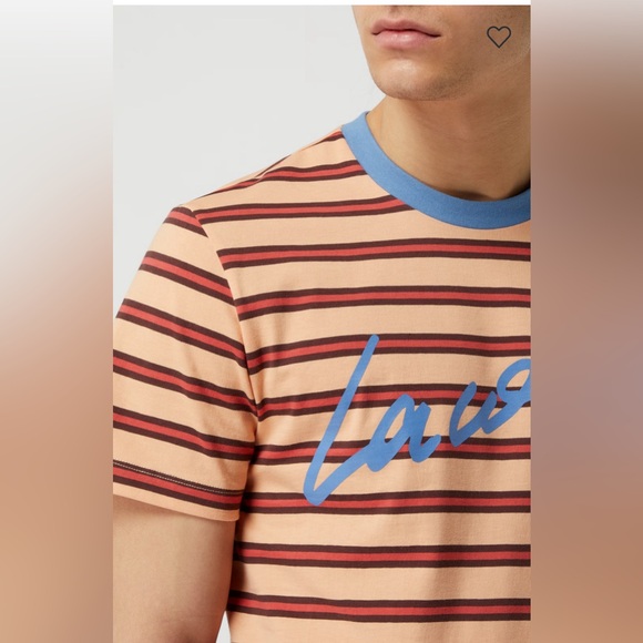 Lacoste mens Short Sleeve Striped with Lacoste Script T-Shirt - Picture 6 of 6